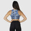 Best sports bra for comfort. Best activewear online for women. Sports wear with plus size women in mind. Wearing scrunch booty leggings in black. Leopard blue bra with zebra stripes and leopard print. 